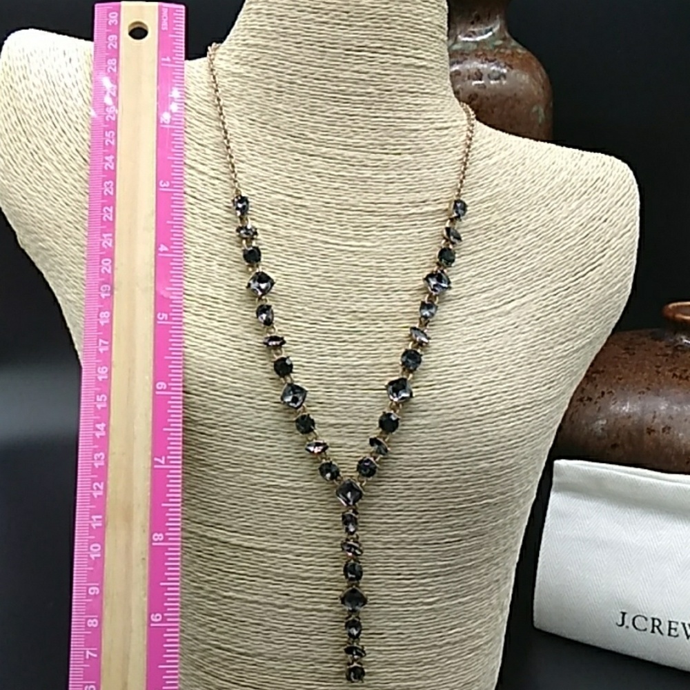 J. Crew Steely Grey Crystal Y Necklace - Picture 6 of 7
